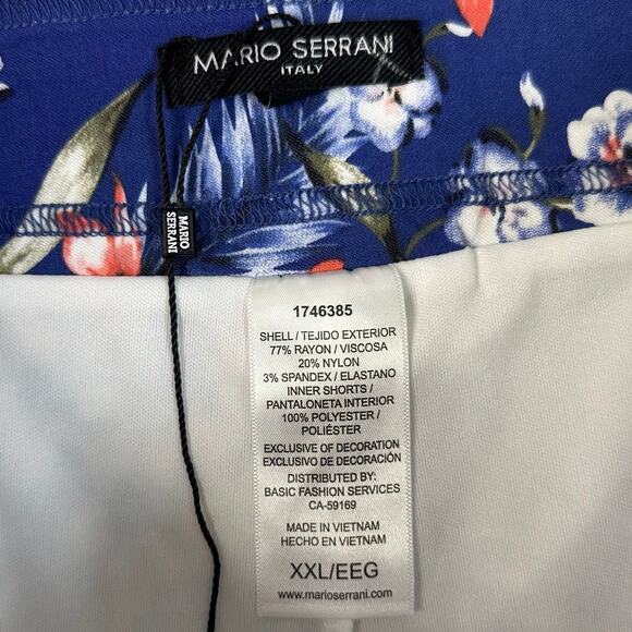 Mario Serrani Skirt Blue Floral Womens XXL Tummy Control Comfort Stretch Skort - Picture 6 of 7